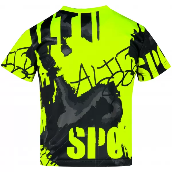  Funktionaler t -Shirt -Prämie von Kindern ALTISPORT VOJ/ALK076TR01 SCHWARZ/FLUO GELB 