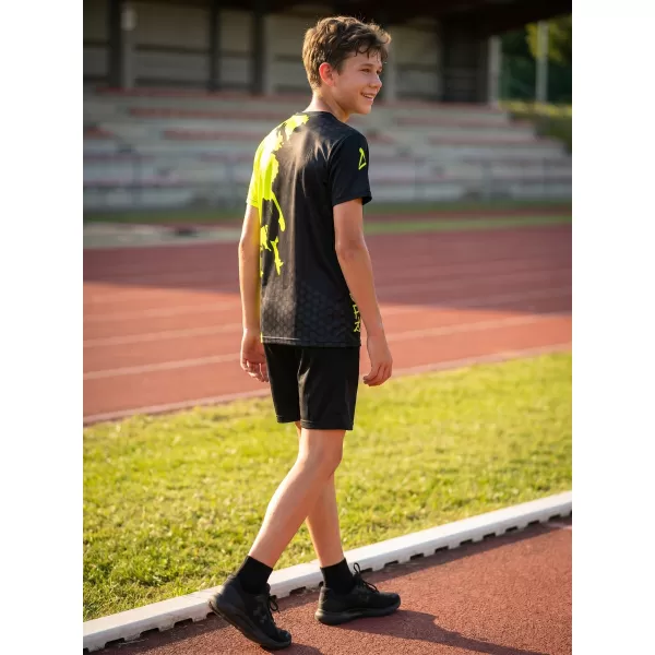  Funktionaler t -Shirt -Prämie von Kindern ALTISPORT VOJ/ALM112TR01 SCHWARZFLUO GELB 