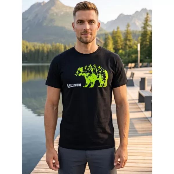  Herren t -Shirt mit kurzen Ärmeln ALTISPORT ALM193129 SCHWARZ -GREEN 