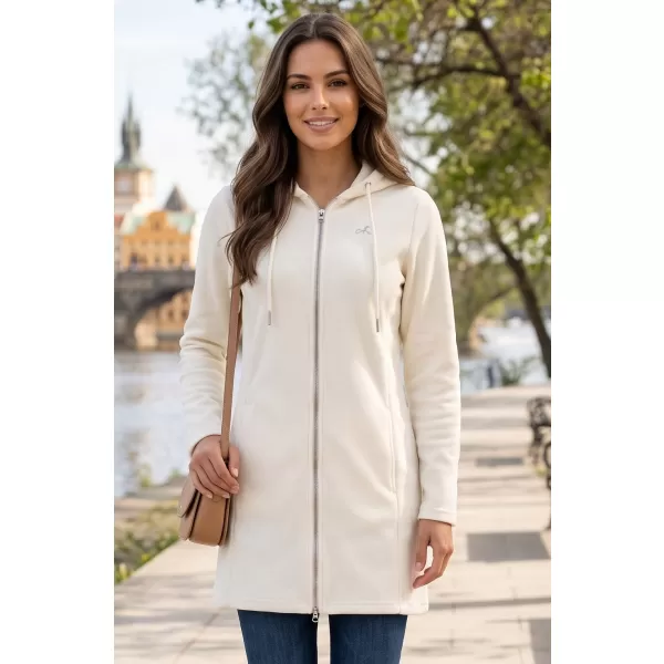  Premium-Fleece-Sweatshirt für Damen ALTISPORT LIALA BÍLÁ/KRÉMOVÁ WEIß 