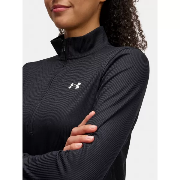  Damen-T-Shirt UNDER ARMOUR TECH RIB 1/2 ZIP 1389857-001 SCHWARZ 