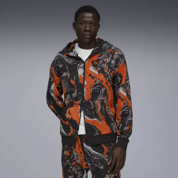  Herren-Sweatshirt PUMA LAFRANCE HEEM ERA FULL ZIP 63247101 ORANGE GLO/AOP 