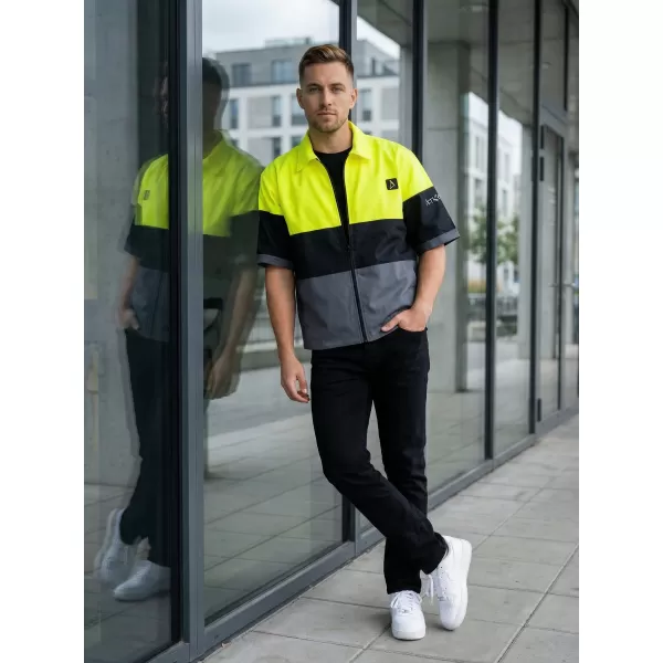  Premium-Herrenhemd ALTISPORT VOJ/ALM051KOS01 NEONGELB/GRAU 
