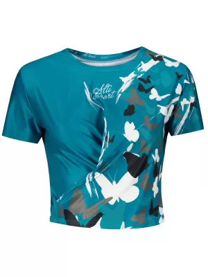 Funktionelles Premium-Crop-Top für Damen ALTISPORT VOJ/ALW022TR07 PETROLEJOVÁ KEROSIN