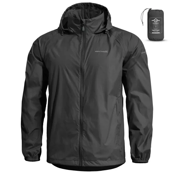  Herrenjacke PENTAGON CLOUDBURST PACKABLE MENS RAIN JACKET K07019 SCHWARZ 
