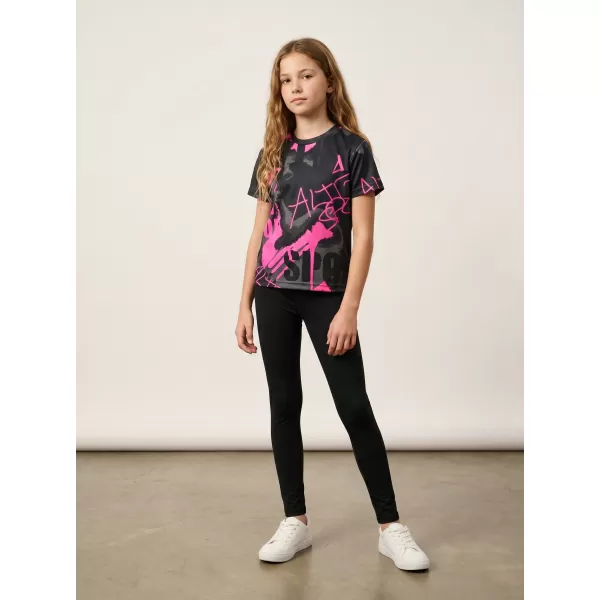  Funktionaler t -Shirt -Prämie von Kindern ALTISPORT VOJ/ALK076TR01 SCHWARZ/FLUO PINK 