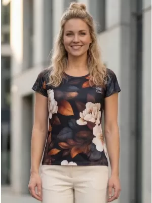 Damen Freizeitshirt Premium ALTISPORT VOJ/ALW097TR06 WEIß/ORANGE/BLUMEN