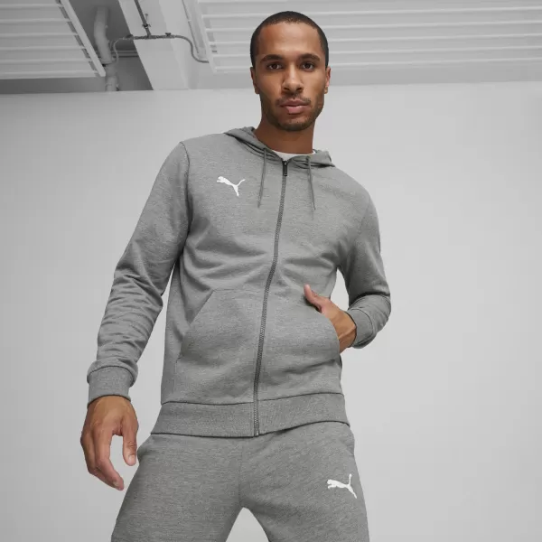  Jacke PUMA TEAMGOAL CASUALS HOODED JACK 658595_33 MITTELGRAUES HEATHER/WEIß 