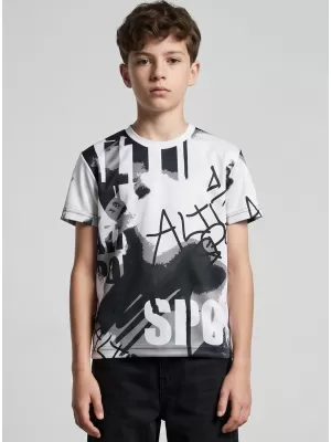 Funktionaler t -Shirt -Prämie von Kindern ALTISPORT VOJ/ALK076TR01 WEIß -UND -SCHWARZ
