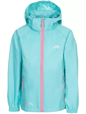 Wasserdichte Kinderjacke TRESPASS QIKPAC X AQUAMARIN