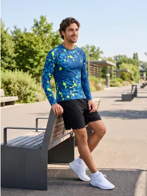 Hochwertiges funktionelles Kompressionsshirt für Herren ALTISPORT VOJ/ALM108TR03 MARINE-NEONGELB