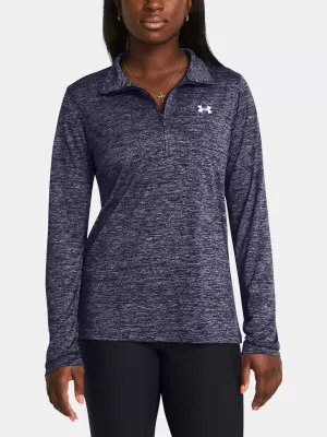 Damen-T-Shirt UNDER ARMOUR TECH 1/2 ZIP- TWIST 1384225-410 BLAU