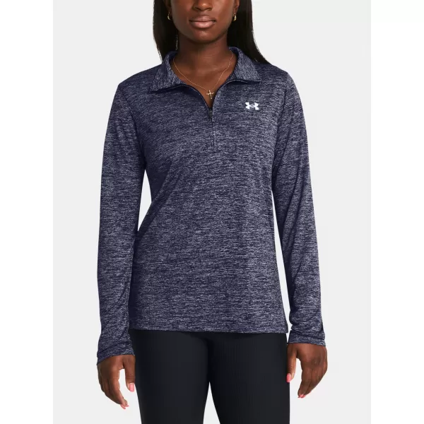  Damen-T-Shirt UNDER ARMOUR TECH 1/2 ZIP- TWIST 1384225-410 BLAU 