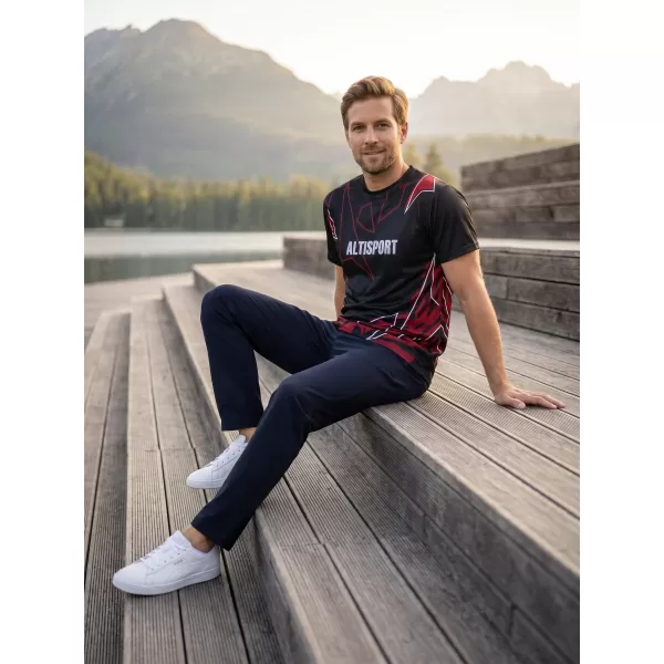  Herren Freizeithemd Premium ALTISPORT VOJ/ALM123TR06 SCHWARZ-ROT 