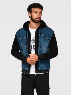 Jacke OMBRE OM-JADJ-0220 BLAU UND SCHWARZ
