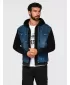 Jacke OMBRE OM-JADJ-0220 BLAU UND SCHWARZ