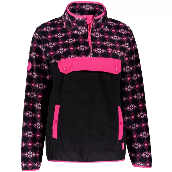 Fleece-Sweatshirt für Damen ALTISPORT GEMMY SCHWARZ/ROSA 