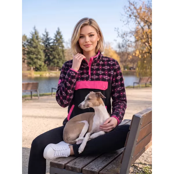  Fleece-Sweatshirt für Damen ALTISPORT GEMMY SCHWARZ/ROSA 