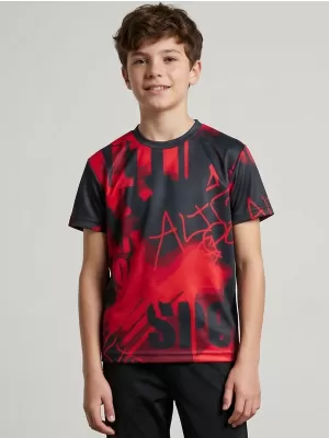 Funktionaler t -Shirt -Prämie von Kindern ALTISPORT VOJ/ALK076TR01 ROT -SCHWARZ