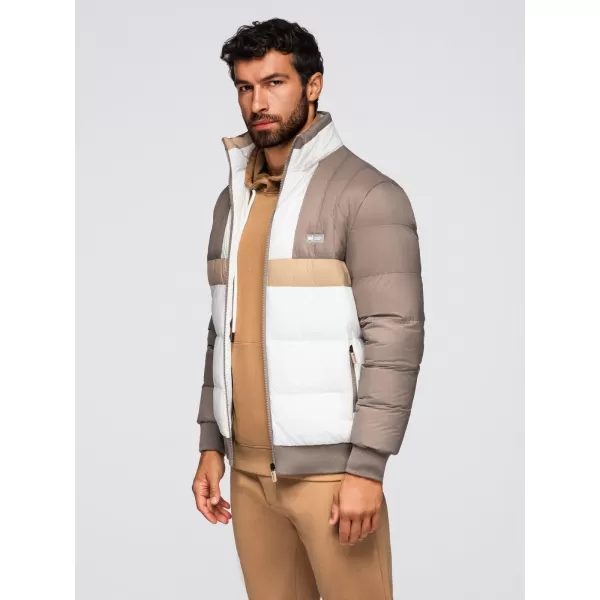  Jacke OMBRE OM-JALP-0296 BEIGE UND WEIß 