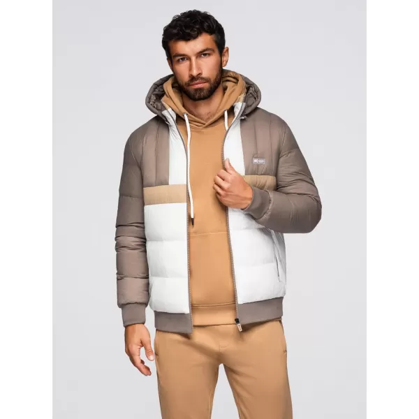  Jacke OMBRE OM-JALP-0296 BEIGE UND WEIß 