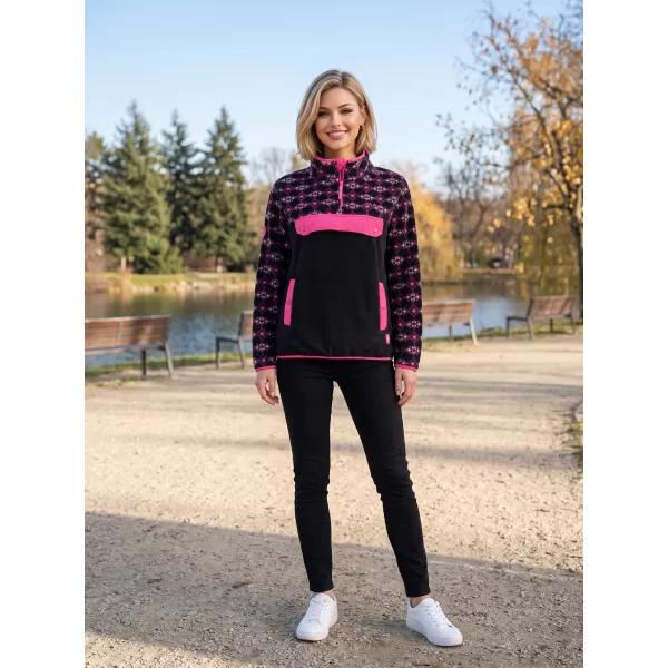  Fleece-Sweatshirt für Damen ALTISPORT GEMMY SCHWARZ/ROSA 