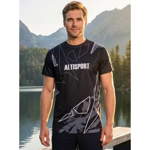  Herren Freizeithemd Premium ALTISPORT VOJ/ALM123TR06 SCHWARZ UND WEIß 
