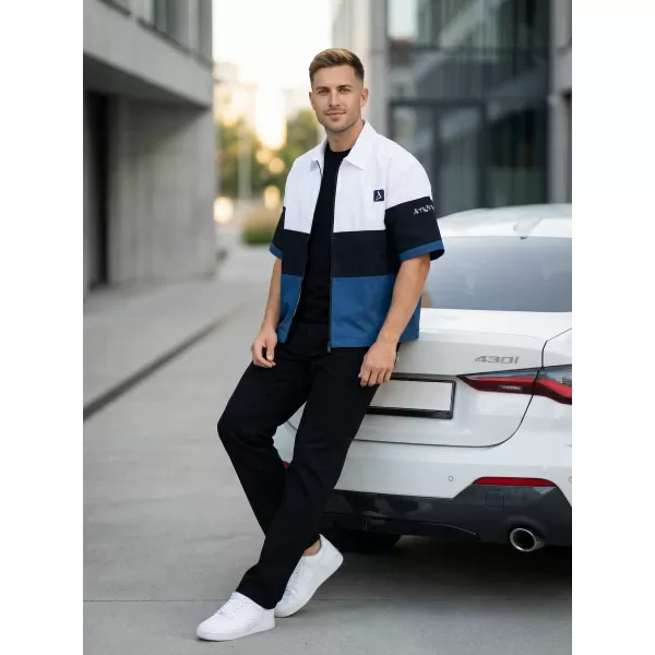  Premium-Herrenhemd ALTISPORT VOJ/ALM051KOS01 WEIß BLAU 