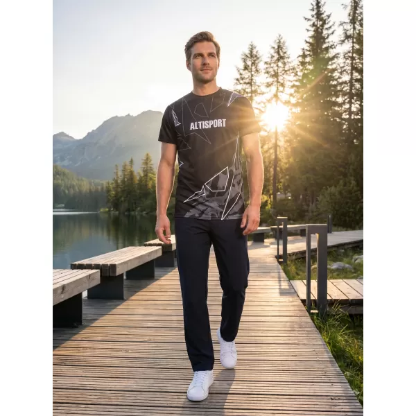  Herren Freizeithemd Premium ALTISPORT VOJ/ALM123TR06 SCHWARZ UND WEIß 