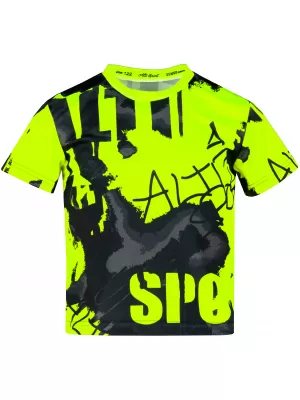 Funktionaler t -Shirt -Prämie von Kindern ALTISPORT VOJ/ALK076TR01 SCHWARZ/FLUO GELB