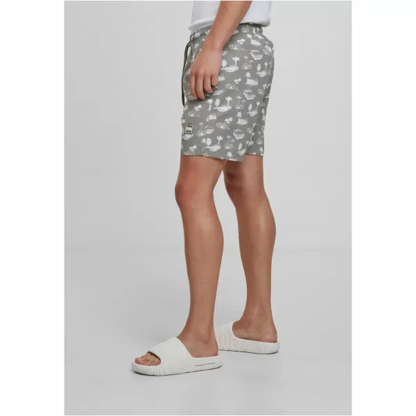  Badeshorts URBAN CLASSICS TB2679 BLASSE OLIVE/WEIß 