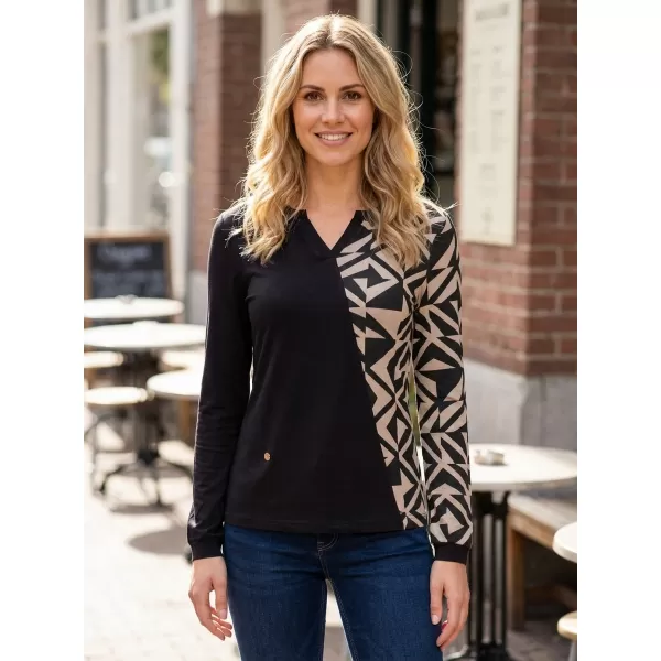  Damen-T-Shirt KIXMI VIVIANE SCHWARZ/BEIGE 