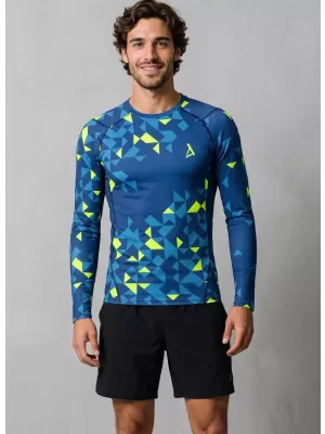 Hochwertiges funktionelles Kompressionsshirt für Herren ALTISPORT VOJ/ALM108TR03 MARINE-NEONGELB