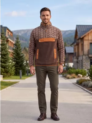 Fleece-Sweatshirt für Herren ALTISPORT GARM BRAUN