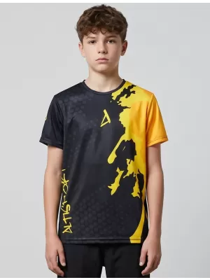 Funktionaler t -Shirt -Prämie von Kindern ALTISPORT VOJ/ALM112TR01 SCHWARZFLUO ORANGE