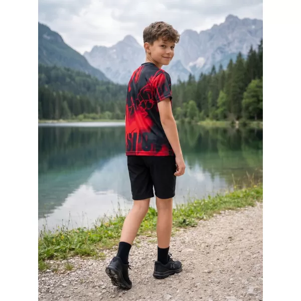  Funktionaler t -Shirt -Prämie von Kindern ALTISPORT VOJ/ALK076TR01 ROT -SCHWARZ 