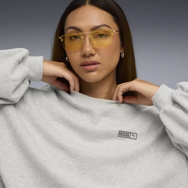  Damen Sweatshirt PUMA X ROSÉ OVERSIZED CREW 63380310 FLACHE HELLGRAUE HEATHER 