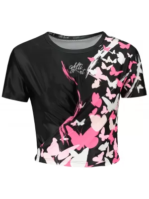 Funktionelles Premium-Crop-Top für Damen ALTISPORT VOJ/ALW022TR07 ČERNORŮŽOVÁ SCHWARZ ROSA