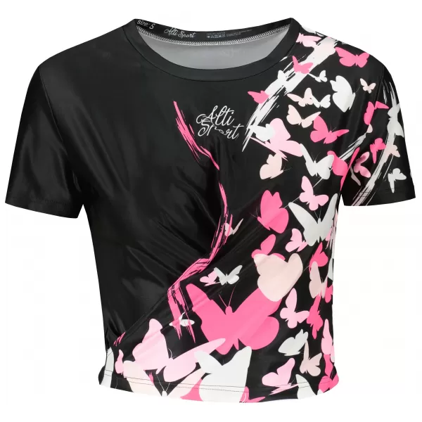  Funktionelles Premium-Crop-Top für Damen ALTISPORT VOJ/ALW022TR07 ČERNORŮŽOVÁ SCHWARZ ROSA 