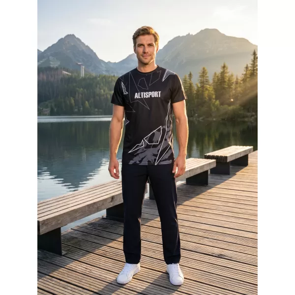  Herren Freizeithemd Premium ALTISPORT VOJ/ALM123TR06 SCHWARZ UND WEIß 
