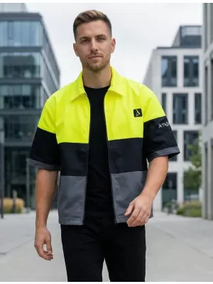 Premium-Herrenhemd ALTISPORT VOJ/ALM051KOS01 NEONGELB/GRAU