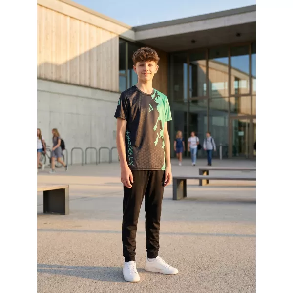  Funktionaler t -Shirt -Prämie von Kindern ALTISPORT VOJ/ALM112TR01 SCHWARZ-TYRKYS 