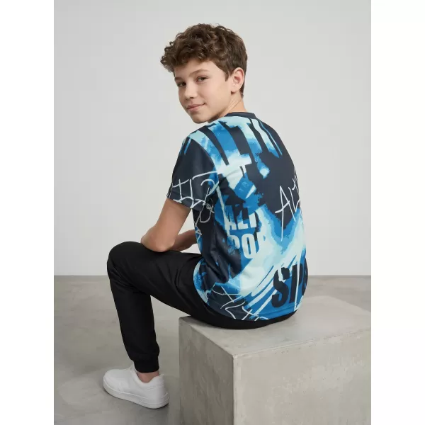  Funktionaler t -Shirt -Prämie von Kindern ALTISPORT VOJ/ALK076TR01 BLAU -BLACK 