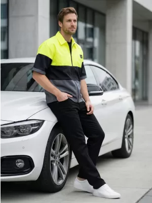 Premium-Herrenhemd ALTISPORT VOJ/ALM051KOS01 NEONGELB/GRAU