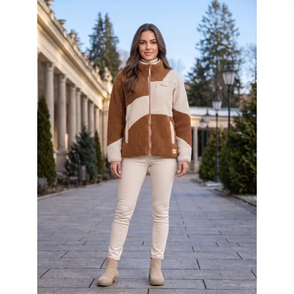  Fleece-Sweatshirt für Damen ALTISPORT GERI BEIGE/BRAUN 