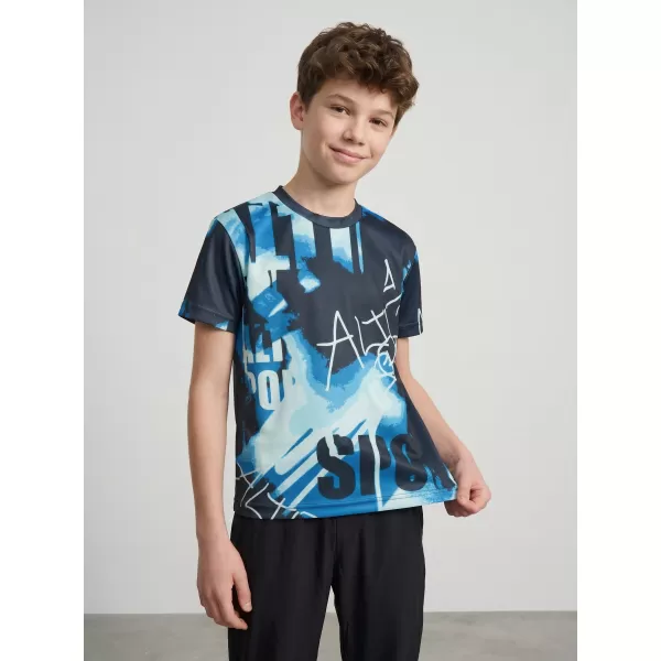  Funktionaler t -Shirt -Prämie von Kindern ALTISPORT VOJ/ALK076TR01 BLAU -BLACK 