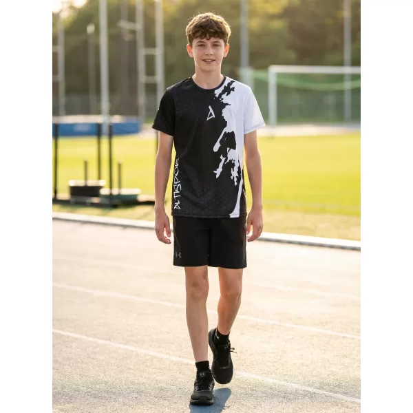  Funktionaler t -Shirt -Prämie von Kindern ALTISPORT VOJ/ALM112TR01 SCHWARZ-WEIß 