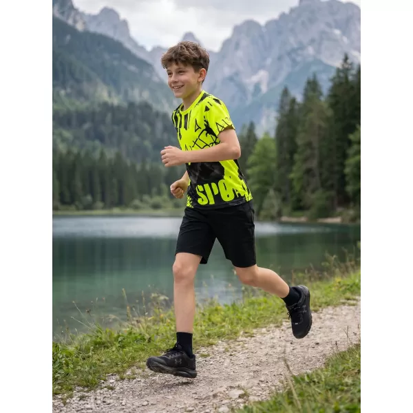  Funktionaler t -Shirt -Prämie von Kindern ALTISPORT VOJ/ALK076TR01 SCHWARZ/FLUO GELB 