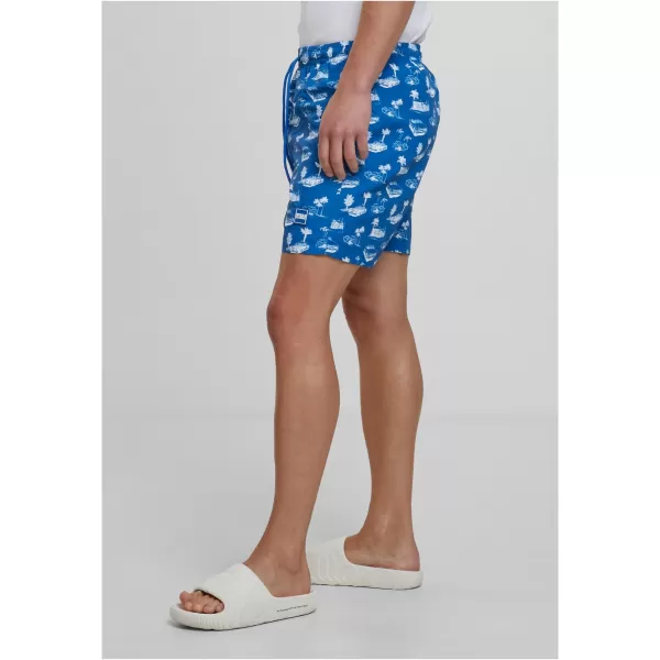  Badeshorts URBAN CLASSICS TB2679 HELLBLAU/WEIß 