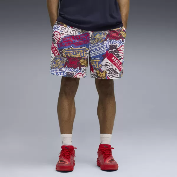  Shorts PUMA HOOPERHOTLINE AOP 7" SHORTS 63283701 FÜR ALLE ZEITEN ROT/AOP 
